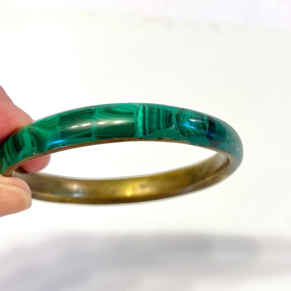 East African Malachite & Brass Bracelet - Picture 2 of 4